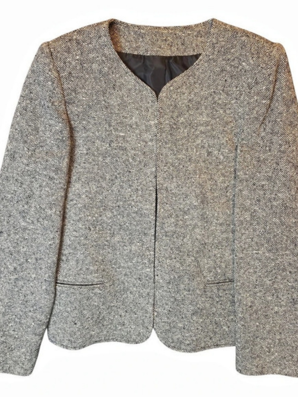 Orvis Vintage 100% Wool Open Front Blazer 10 Gray Made in USA Preppy